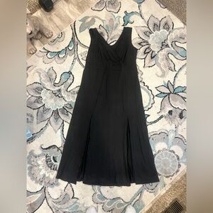 Black V Neck , 2 Front Split , Long Maxi Dress 2XL